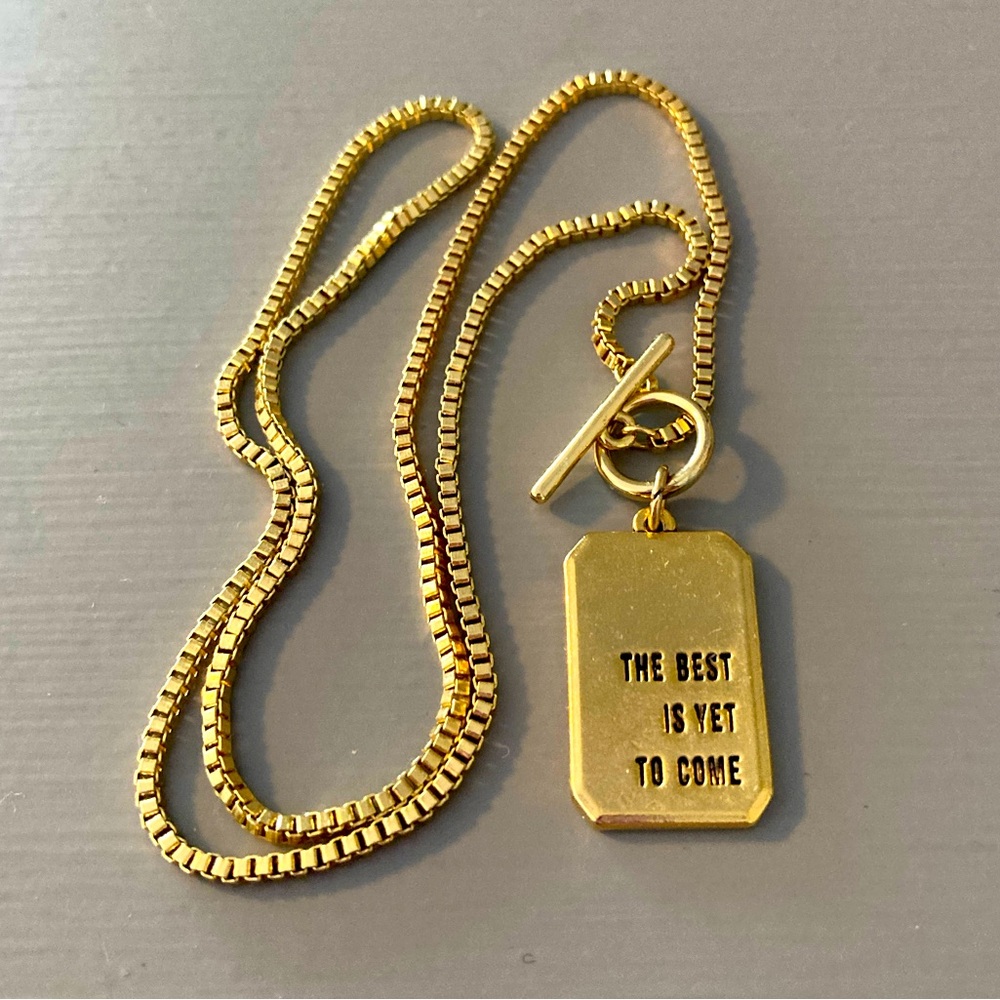 Foxy Originals “The Best Is Yet to Come” Gold Inscribed Necklace, Made in Canada